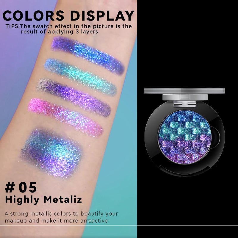 Noerrors Chameleon Eyeshadow,Multichrome Face Highlighter Palette, High Pigment, Holographic Eyeshadow palette Blue-Pink Color Shift Metallic Shimmer Eyeshadow Duochrome Face Makeup Highlighter - Image 3